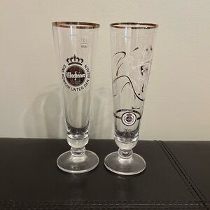 2 Warsteiner Pilsner Beer Galsses, including a 2010 futbol glass